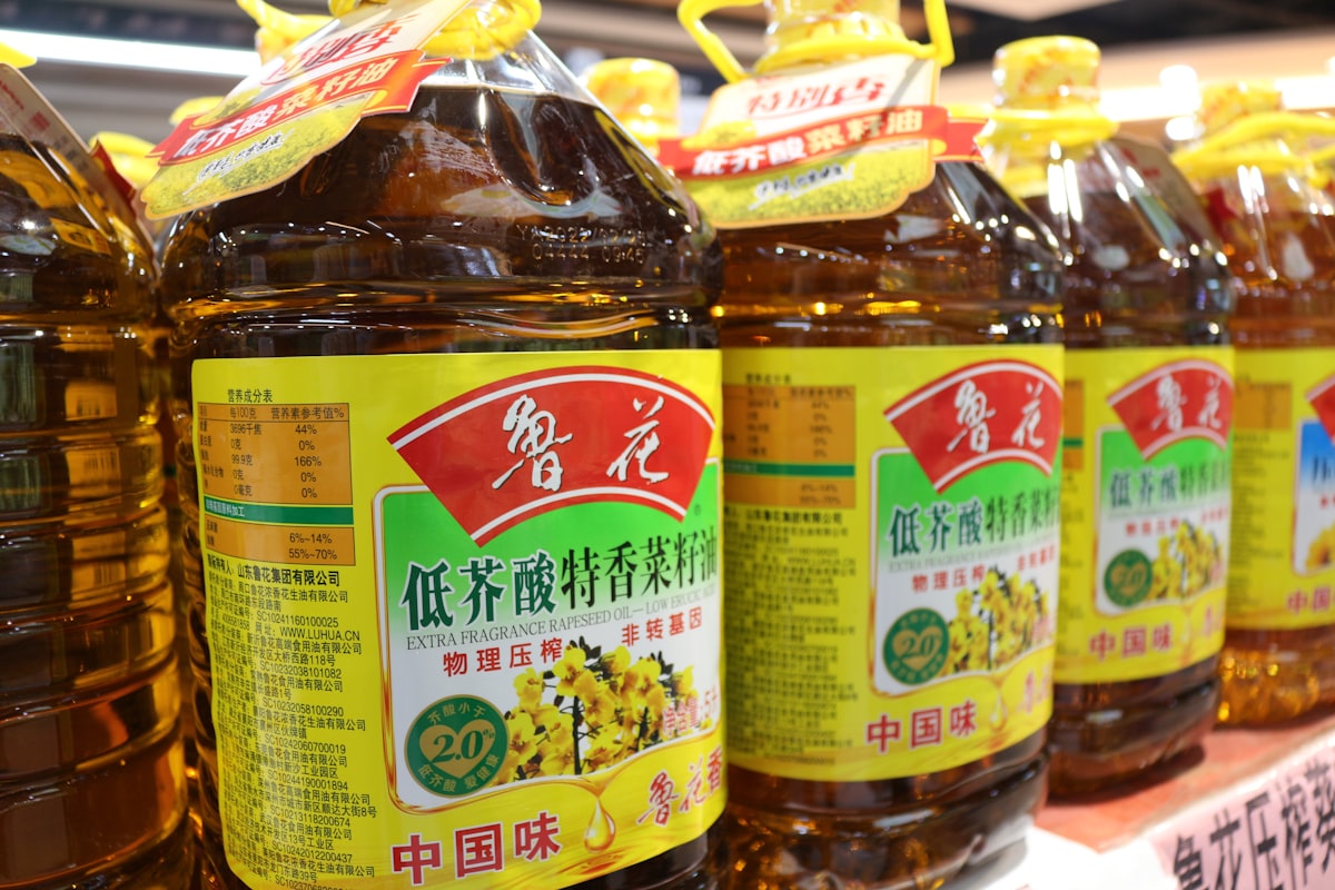 Extra virgin olive oil in a glass container